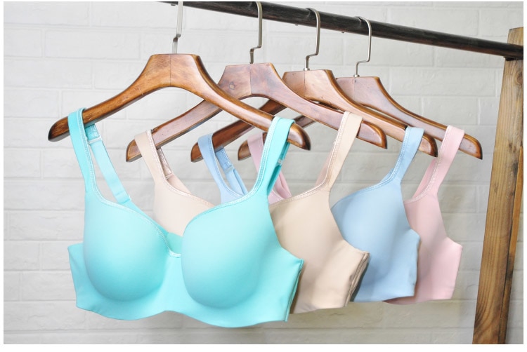 Seemless Full-Coverage Balconette Big Size T-Shirt Bra Blue Blown Pink 34-44 B C D DD E