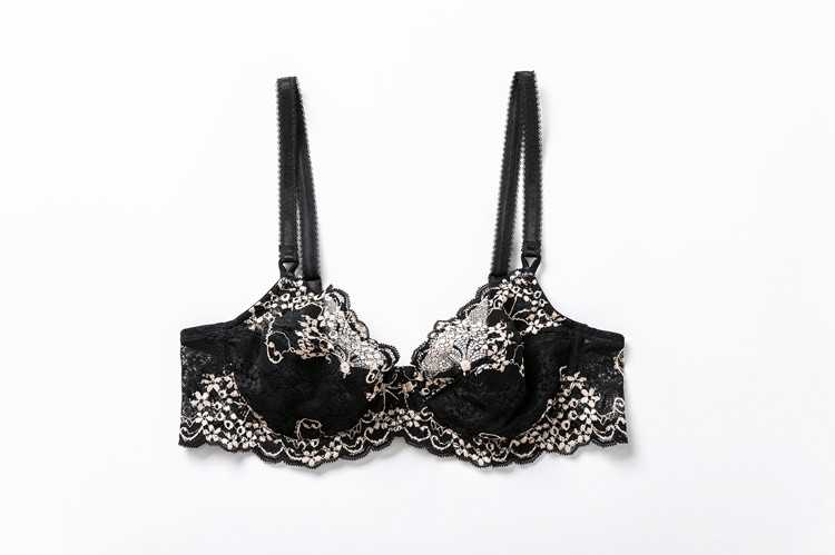 Women's Full coverage Underwired Non Padding Sheer Floral Lace Breathable Balconette Bra Plus Size