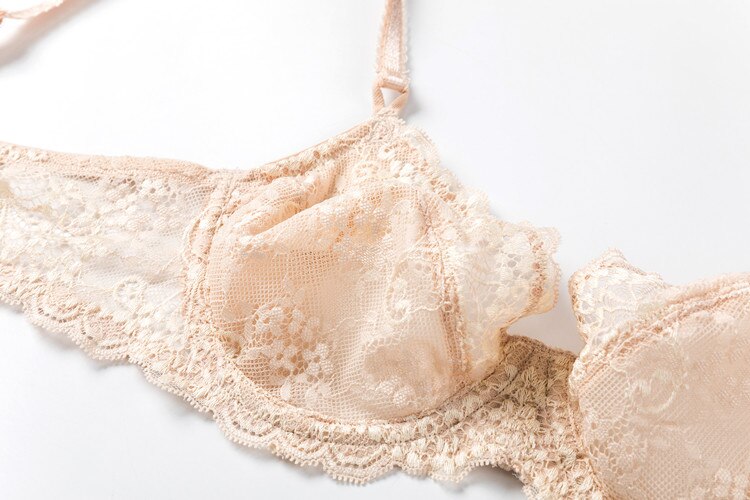 Women's Full coverage Underwired Non Padding Sheer Floral Lace Breathable Balconette Bra Plus Size Women's Full coverage Underwired Non Padding Sheer Floral Lace Breathable Balconette Bra Plus Size