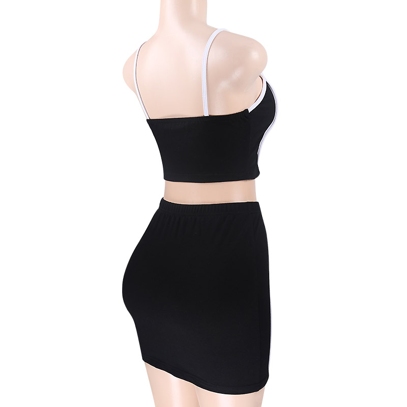 InstaHot Sexy 2 Pieces Sets Tops Skirts White Stripe Black Sets Women Cotton Strap Bustier Cropped Camis Mini Short Skirts Lady InstaHot Sexy 2 Pieces Sets Tops Skirts White Stripe Black Sets Women Cotton Strap Bustier Cropped Camis Mini Short Skirts Lady