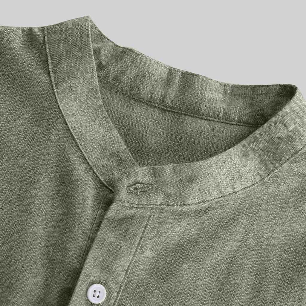 Men Cotton Linen Shirts Casual Shirts V-Neck Buttons Breathable Pullover Summer Wear Shirt Roll Up Sleeves Cool Green khaki Tops Men Cotton Linen Shirts Casual Shirts V-Neck Buttons Breathable Pullover Summer Wear Shirt Roll Up Sleeves Cool Green khaki Tops