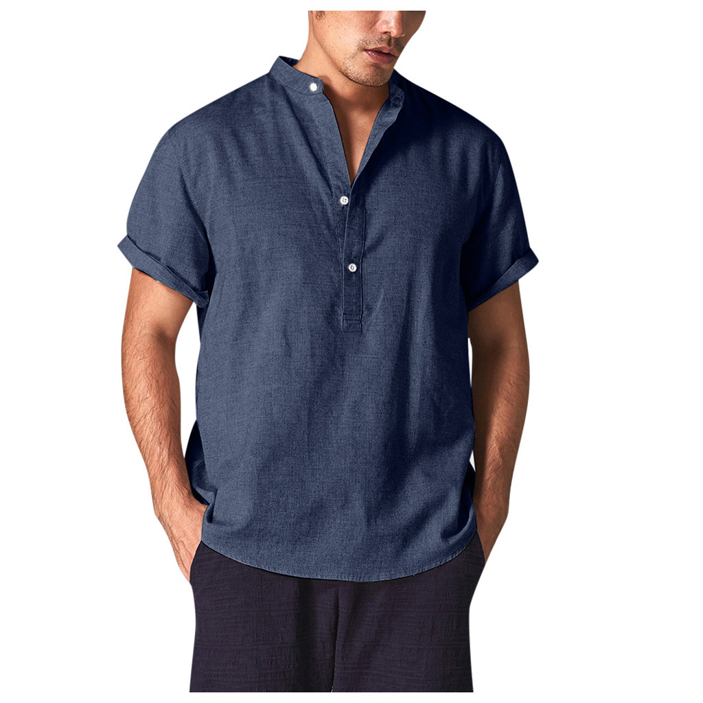Men Cotton Linen Shirts Casual Shirts V-Neck Buttons Breathable Pullover Summer Wear Shirt Roll Up Sleeves Cool Green khaki Tops Men Cotton Linen Shirts Casual Shirts V-Neck Buttons Breathable Pullover Summer Wear Shirt Roll Up Sleeves Cool Green khaki Tops