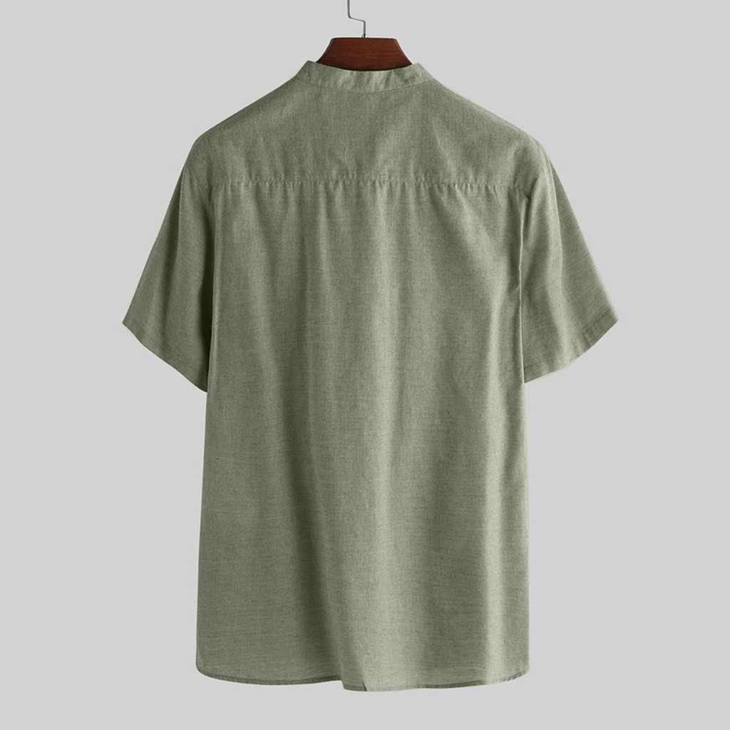 Men Cotton Linen Shirts Casual Shirts V-Neck Buttons Breathable Pullover Summer Wear Shirt Roll Up Sleeves Cool Green khaki Tops Men Cotton Linen Shirts Casual Shirts V-Neck Buttons Breathable Pullover Summer Wear Shirt Roll Up Sleeves Cool Green khaki Tops
