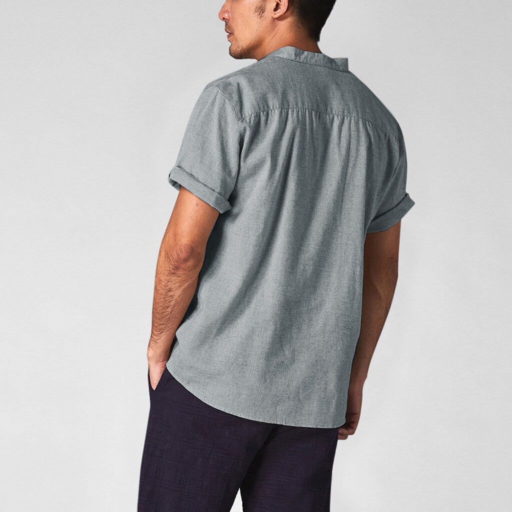 Men Cotton Linen Shirts Casual Shirts V-Neck Buttons Breathable Pullover Summer Wear Shirt Roll Up Sleeves Cool Green khaki Tops Men Cotton Linen Shirts Casual Shirts V-Neck Buttons Breathable Pullover Summer Wear Shirt Roll Up Sleeves Cool Green khaki Tops