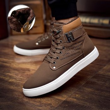 Warm winter shoes men sneakers 2019 solid lace-up flat with men shoes ankle boots comfortable mans footwear zapatos de hombre