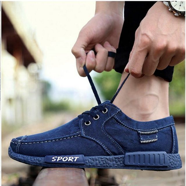 Spring Autumn New 2018 Plimsolls Breathable  Male Tenis Shoes Footwear Canvas Men Shoes Denim Lace-Up Men Casual Shoes LE-70
