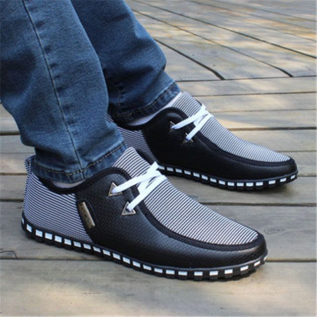 2018 Fashion New Men Casual Shoes Lace-Up Hard-Wearing Male Footwear Men Summer Breathable Shoes Leisure Men Driving  Sneakers