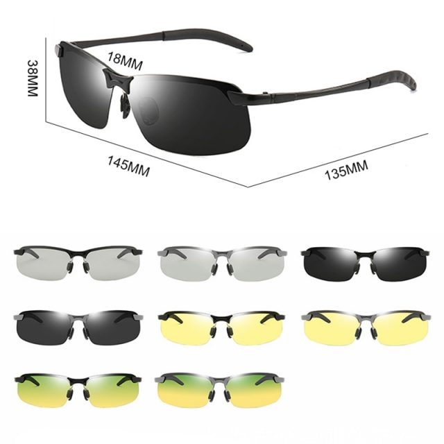 Psacss Square Sunglasses Men Photochromic Brand Designer Driving Fishing Sun Glasses Men’s High Quality Metal Frame Mirror UV400
