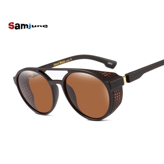 Samjune Steampunk Sunglasses Women Men Retro Goggles Round Flip Up Glasses steam punk Vintage Fashion Eyewear Oculos de sol