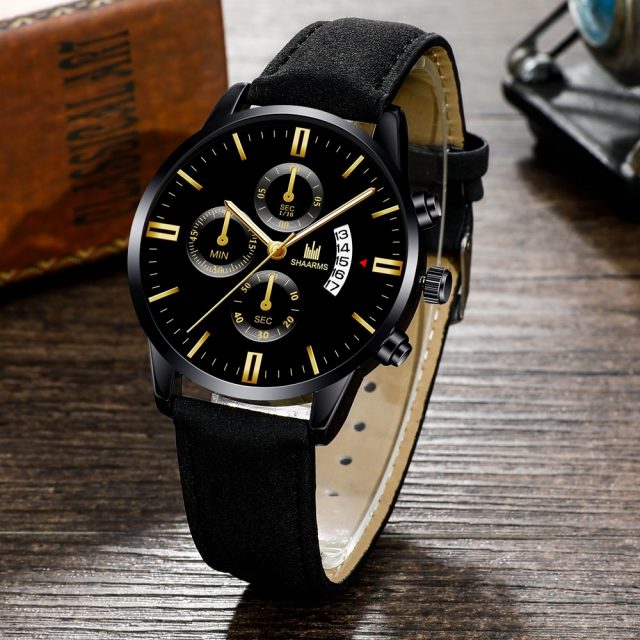 Fashion Military Sport Watch Men’S Luxury Leather Band Quartz Wristwatch Hot Sale Date Watches For Male Relogio Masculino