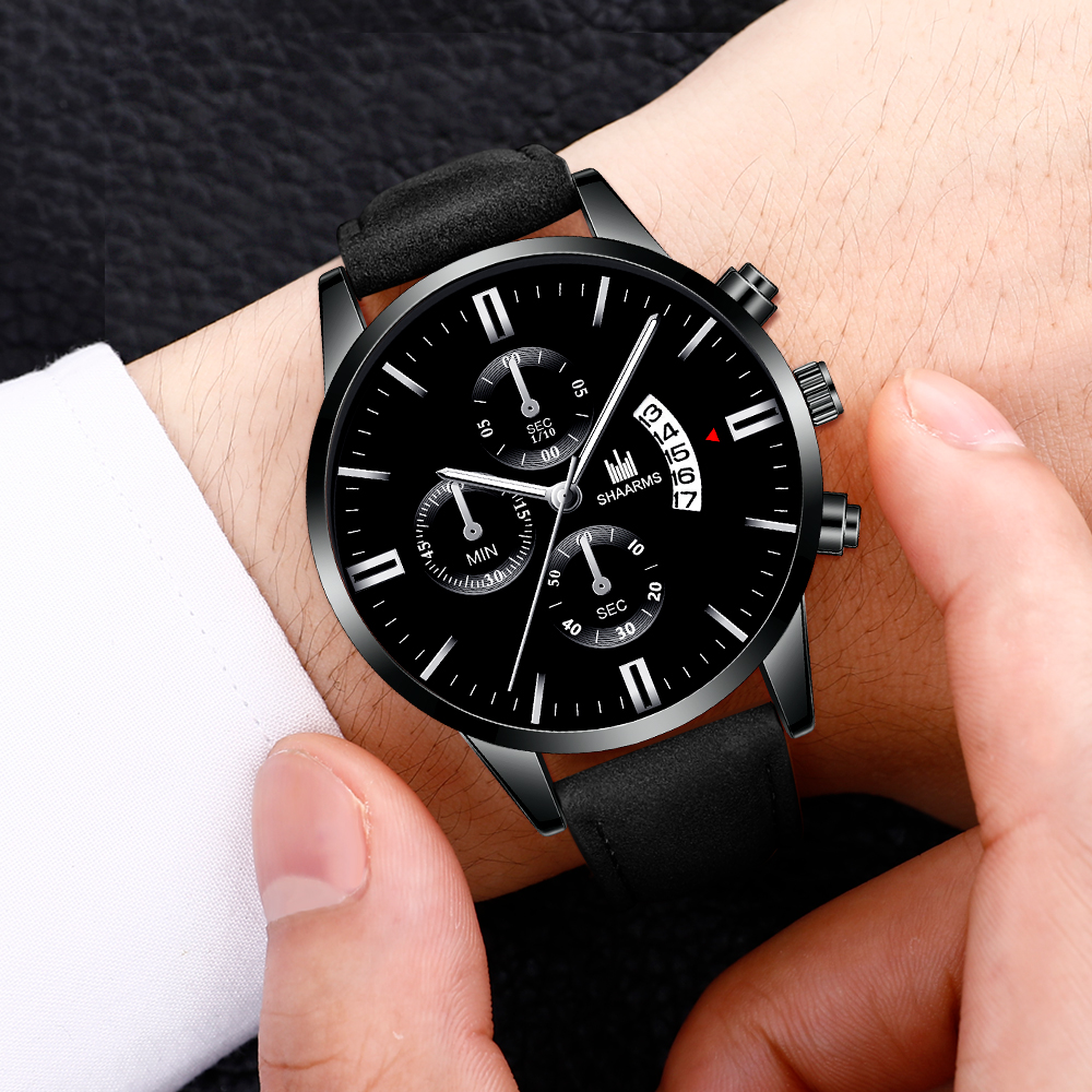 Fashion Military Sport Watch Men'S Luxury Leather Band Quartz Wristwatch Hot Sale Date Watches For Male Relogio Masculino