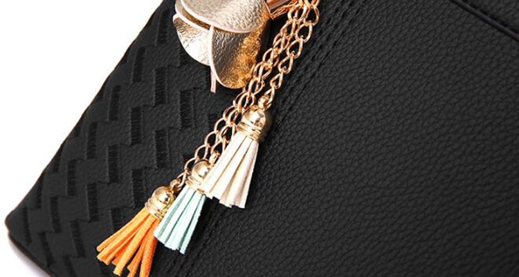 Fashion Women Handbags Tassel PU Leather Totes Bag Top-handle Embroidery Crossbody Bag Shoulder Bag Lady Simple Style Hand Bags