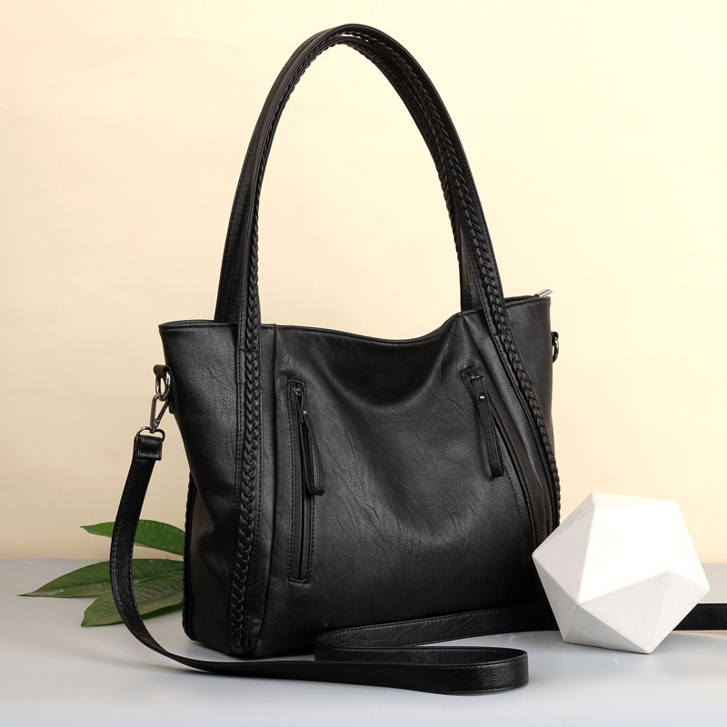 2018 brand high quality soft leather large pocket casual handbag women's handbag shoulder bag large capacity handbag