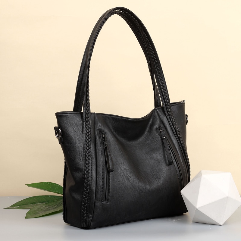 2018 brand high quality soft leather large pocket casual handbag women's handbag shoulder bag large capacity handbag