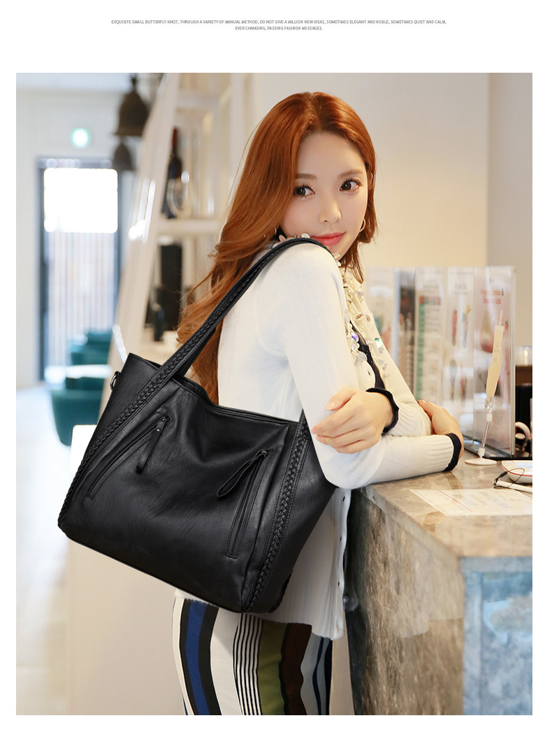2018 brand high quality soft leather large pocket casual handbag women's handbag shoulder bag large capacity handbag