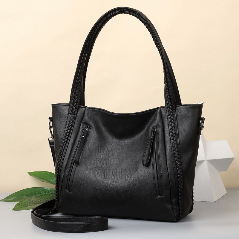 2018 brand high quality soft leather large pocket casual handbag women's handbag shoulder bag large capacity handbag