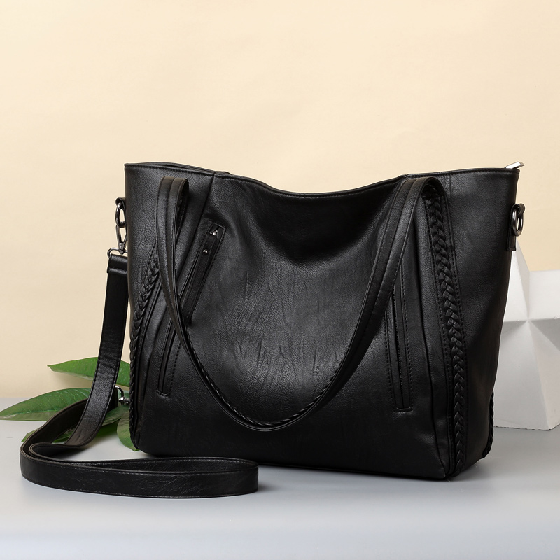 2018 brand high quality soft leather large pocket casual handbag women's handbag shoulder bag large capacity handbag