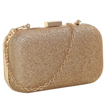 PU leather Women's mini evening bag fashion clutch banquet bag girls shoulder bag Messenger bag, Gold