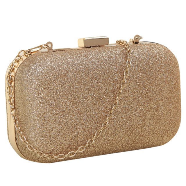 PU leather Women’s mini evening bag fashion clutch banquet bag girls shoulder bag Messenger bag, Gold