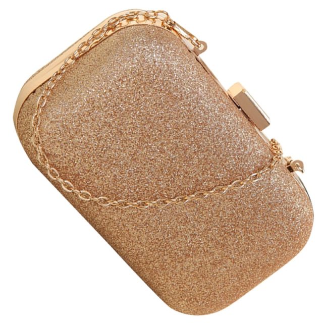 PU leather Women’s mini evening bag fashion clutch banquet bag girls shoulder bag Messenger bag, Gold