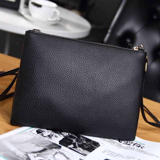 Coofit Women’s Clutch Bag Simple Black Leather Crossbody Bags Enveloped Shaped Small Messenger Shoulder Bags Big Sale Female Bag