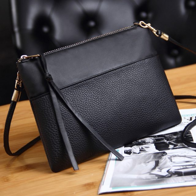 Coofit Women’s Clutch Bag Simple Black Leather Crossbody Bags Enveloped Shaped Small Messenger Shoulder Bags Big Sale Female Bag