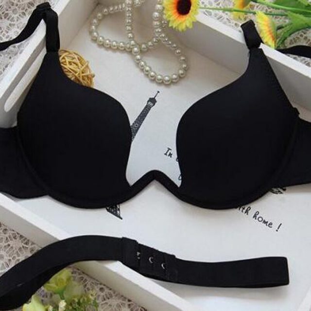 2019 Hot Sexy Cross Halter-Neck Women 1/2 cup Deep U Bra One-Piece Seamless Solid Underwear Invisible Bra