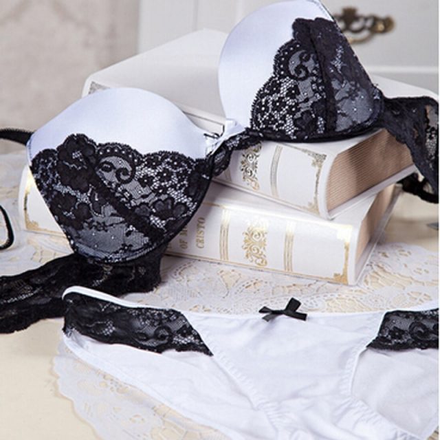 Details about Womens Lace Super Boost Magic Enhancer Push up Bra Sets Gel Padded Side Support