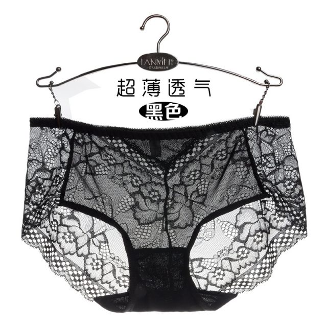 Women’s Sexy Large size ultra-thin breathable comfortable breathable lace briefs matching underwear Hollow transparent