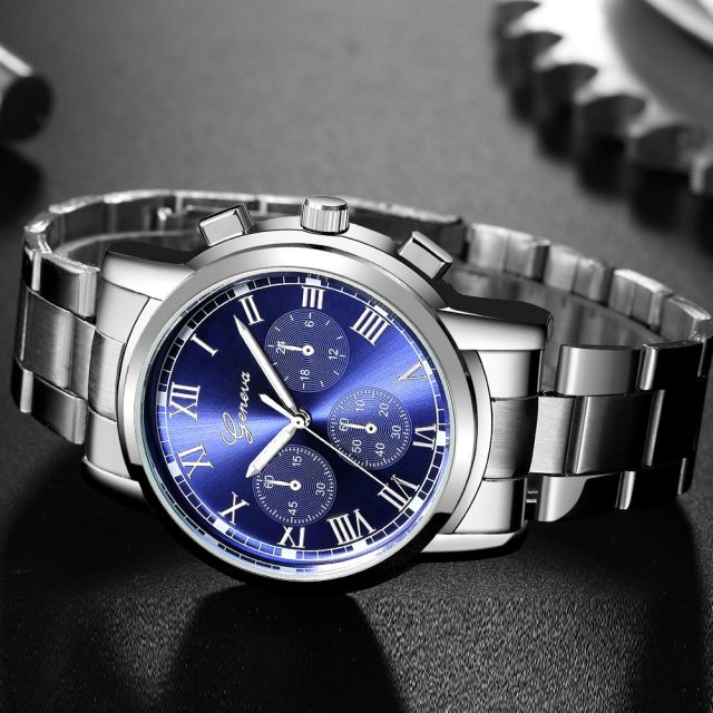 Luxury Quartz Sport Military Stainless Steel Dial Leather Band Wrist Watch Business Metal Wristwatch Men’s Clock