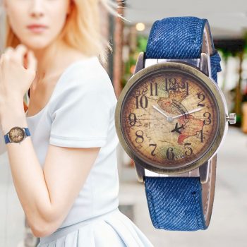 New Fashion Quartz Watch Men Unisex Map Airplane Travel Around The World Women Leather Dress Wrist Watches Relogio Feminino 328