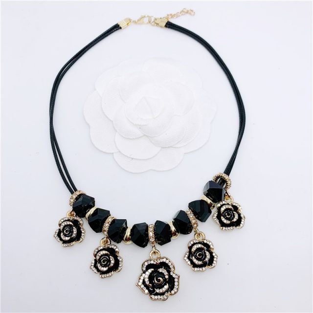 N102   flower Camellia jewerly esmaltes enamel jewlery colares collier neckless necklaces collares mujer for women 2019