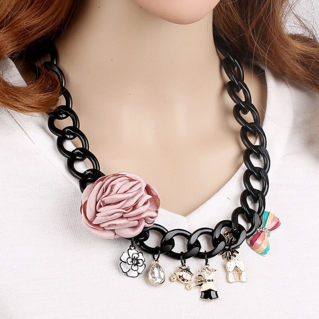N76 camellia flowers jewlery Collier femme collar acessorios para mulher chocker short Jewelry Necklace 2016 new For Women
