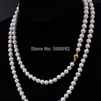 95cm long 7mm white freshwater pearl necklace for women Jewlery Gift