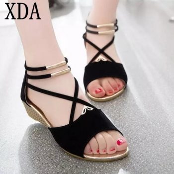 XDA 2019 fashion Women zipper sandals Shoes woman footwear sandals Women's summer shoes Gladiator Casual Ladies Shoes