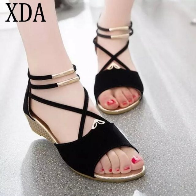 XDA 2019 fashion Women zipper sandals Shoes woman footwear sandals Women’s summer shoes Gladiator Casual Ladies Shoes