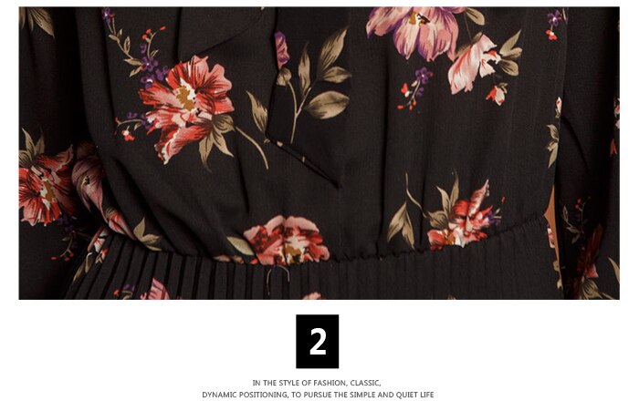 S.FLAVOR Black Flower Print A-line Dress Autumn Elegant New Fashion Party Vestidos Casual Dress For Female