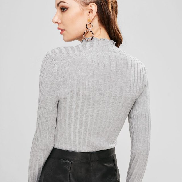 Slim Knit High Neck Full Sleeve Pullovers Sweater