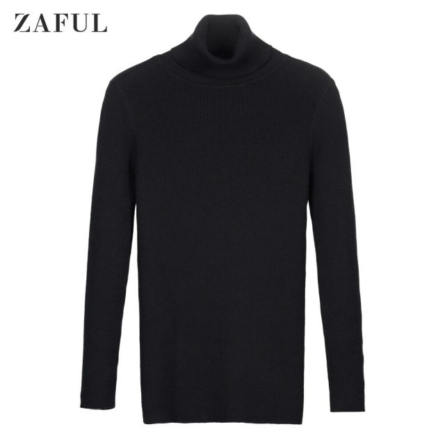 ZAFUL Roll Neck Ribbed Slimming Sweater TurtleneckSlim Fit Pullover Solid Color Elastic Basic Women Warm Sweater Autumn Winter