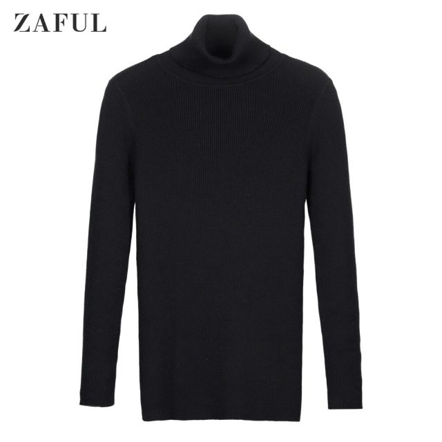 ZAFUL Roll Neck Ribbed Slimming Sweater TurtleneckSlim Fit Pullover Solid Color Elastic Basic Women Warm Sweater Autumn Winter