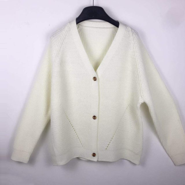 Lossky Women Sweater Long Sleeve Warm Clothing Plus Size Female New Autumn Winter Loose White Ladies V-neck Short Cardigan Coats