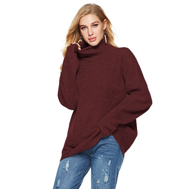 Lossky Sweater Tops Women Striped Printed Turtleneck Stitching Autumn Sweater Long Sleeve Black Grey Loose Sweaters Streetwear