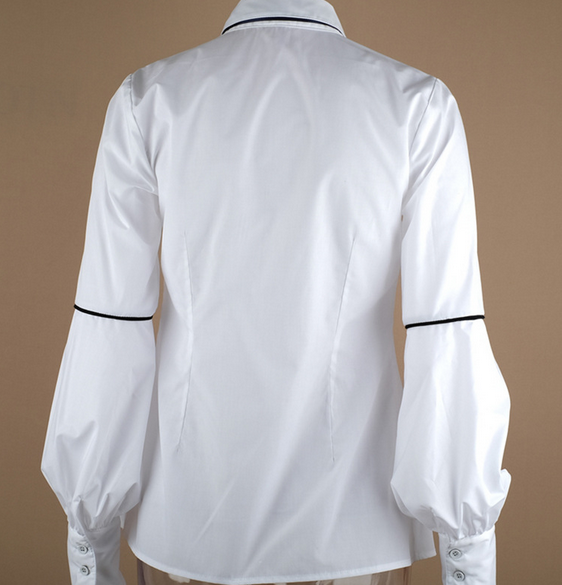 Office Bow Tie Blouse Women Lantern Sleeve White Button Necktie Shirts Female Elegant Work Shirt Casual Tops New 2018 Spring