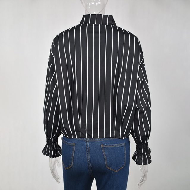 2017 Autumn Spring Vintage Shirts Women Striped Slim Stand collar Women Casual Shirts Ladies Classic Style Shirts Female Loose
