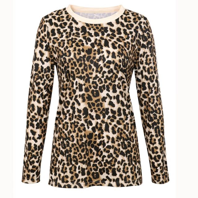 Lossky T Shirt Autumn Fashion Women Leopard Print Top Female Casual Long Sleeve Vogue Ladies Fall Clothes Tee Shirt 2019 Vintage