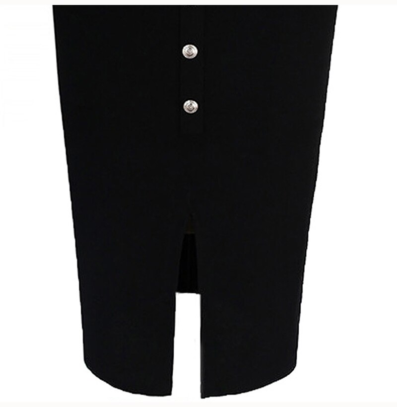 Lossky Skirts Sexy Slit Pencil Midi Skirts Plus Size Women Office Long Black Autumn Winter High Waist Warm Clothes Zipper 2019