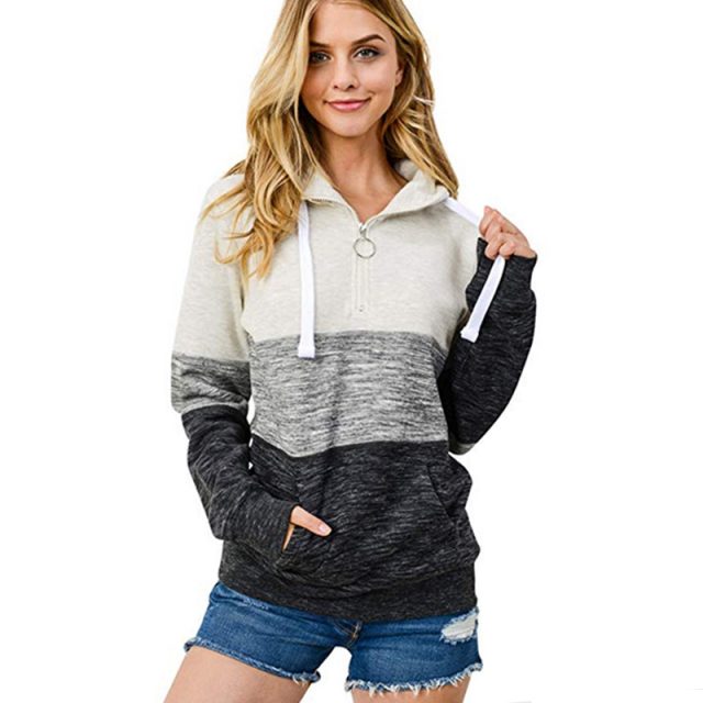Lossky Top Sweatshirt Zipper Women Long Sleeve Thick Warm Autumn Winter Pullover Clothing Lace-up Drawstring Pink Ladies Hoodies
