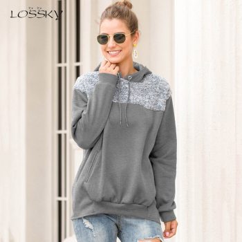 Lossky Women Hoodie Sweatshirst Lace-up Top Long Sleeve Autumn Winter Pocket Pullovers Ladies Loose Japanese Clothing Plus Size