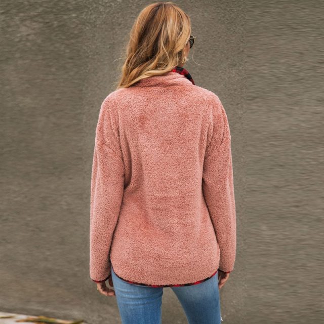 Lossky Patchwork Teddy Sweatshirt Women Autumn Winter Plush Warm Tops leisure Ladies Sweatshirts Clothing 2019 Female