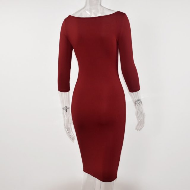 Lossky Women Sexy Club Low Cut Bodycon Dress Red Velvet Sheath 2019 Casual Autumn Winter Zipper Fashion Black Pure Dresses